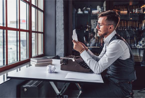 Young writer reading the script